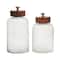 Clear Glass Canisters with Brown Removable Lids Set